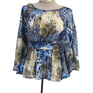 Ali & Kris Sheer Blouse Flair Sleeve Size Medium